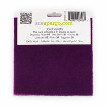 Load image into Gallery viewer, Paint Chips - 5" Squares<BR>Hand Dyed Wool Purple Solid by Sue Spargo