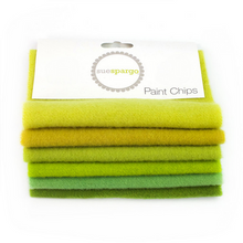 Load image into Gallery viewer, Paint Chips - 5" Squares<BR>Hand Dyed Wool Green Solid <BR>by Sue Spargo