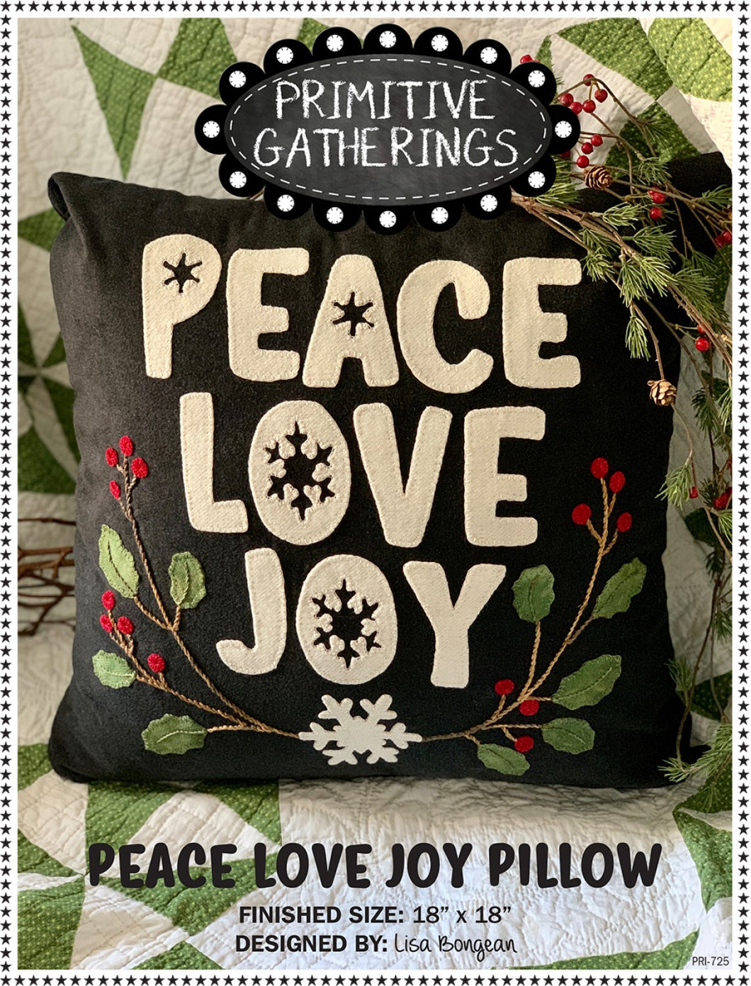 Peace, Love, Joy Pillow Kit & Pattern