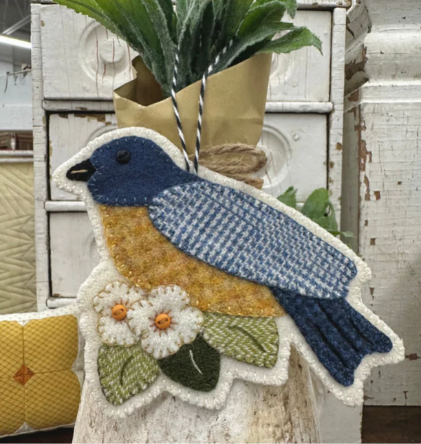 Blue Bird & Flowers Ornament