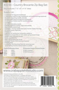 Country Brocante Zip Bag Set Floss Kit  & Pattern
