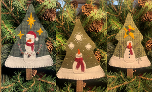 Snow Tree Ornaments <br>design by Farmhouse Threads