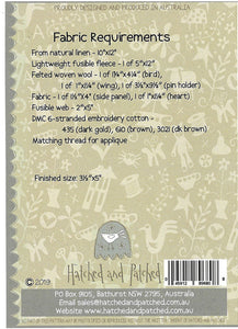 Little Bird Needlebook<BR> Kit and Pattern<br>By Hatched & Patched