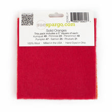 Load image into Gallery viewer, Paint Chips - 5" Squares<BR>Hand Dyed Wool Orange Solid by Sue Spargo
