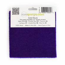 Load image into Gallery viewer, Paint Chips - 5" Squares<BR>Hand Dyed Wool Blue Solid by Sue Spargo
