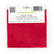 Load image into Gallery viewer, Paint Chips - 5" Squares<BR>Hand Dyed Wool Sparkle Oranges Solid by Sue Spargo
