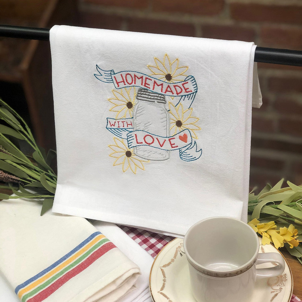 Homemade with Love Embroidered Dish Towel